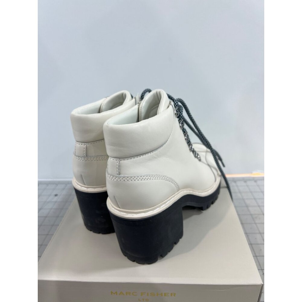 Women's Marc Fisher Ltd Waldo Lace-up Platform Bootie, Size 7.5 M White Lug Sole - Picture 3 of 10